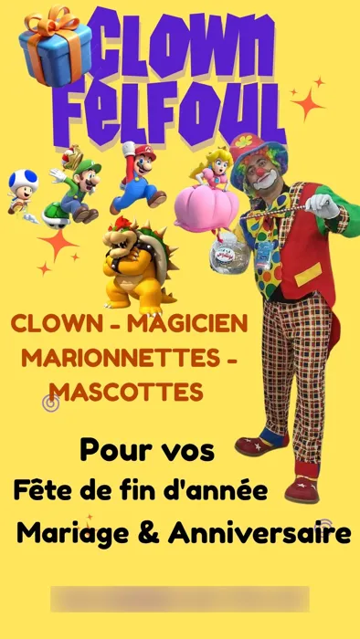 Je suis clown magicien avec 15 ans d'expérience pour plus d'